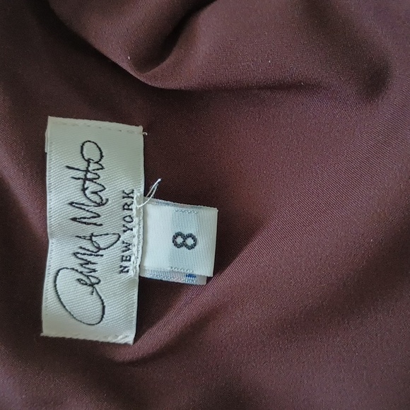 Amy Matto Brown & Cream Textured Sleeveless Sheath Dress Sz 8 Classic Buiness - Picture 6 of 8